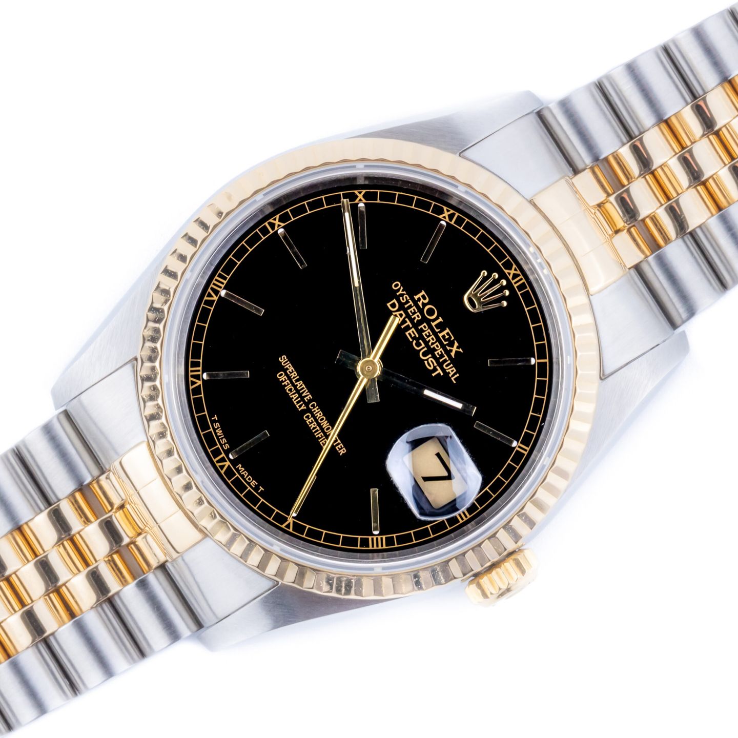 Rolex Datejust 36 16233 (1996) - Black dial 36 mm Gold/Steel case (1/8)