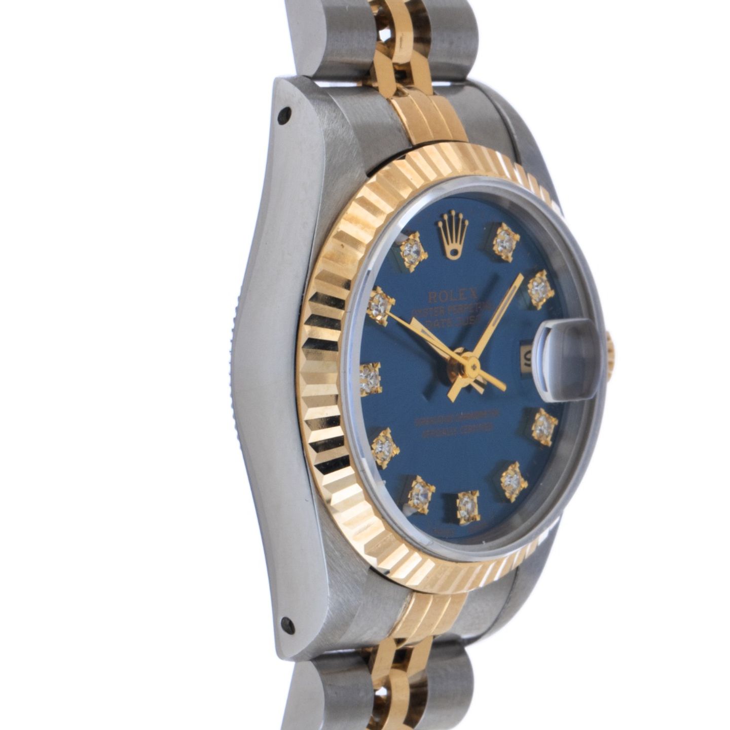 Rolex Lady-Datejust 69173 (1993) - Blauw wijzerplaat 26mm Goud/Staal (4/7)