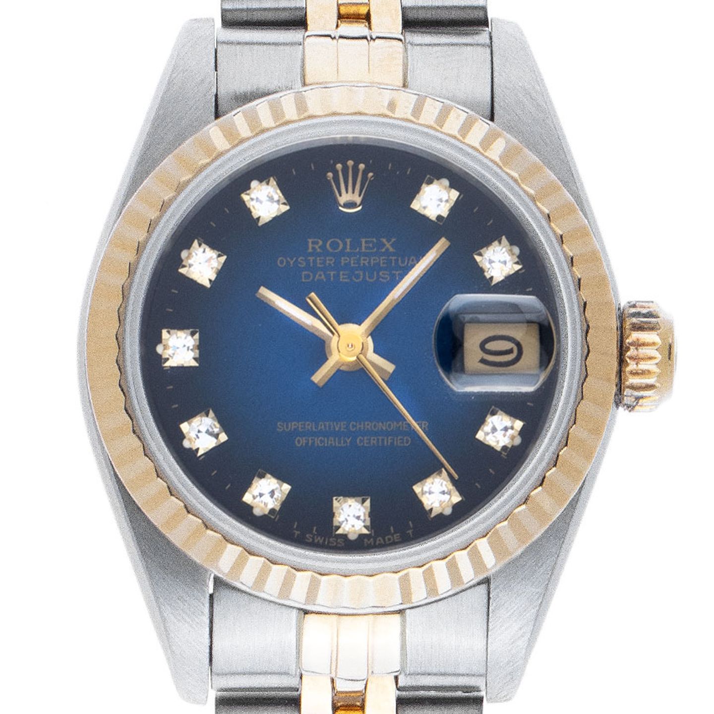 Rolex Lady-Datejust 69173 (1993) - Blauw wijzerplaat 26mm Goud/Staal (1/6)
