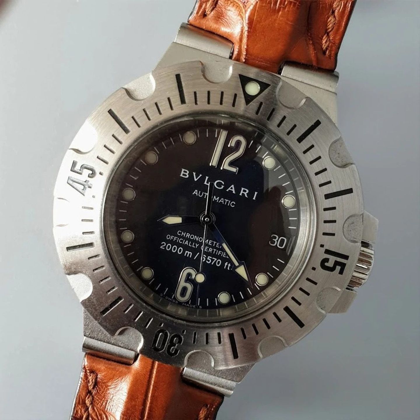 Bulgari Diagono SD42S (Unknown (random serial)) - Black dial 43 mm Steel case (2/8)