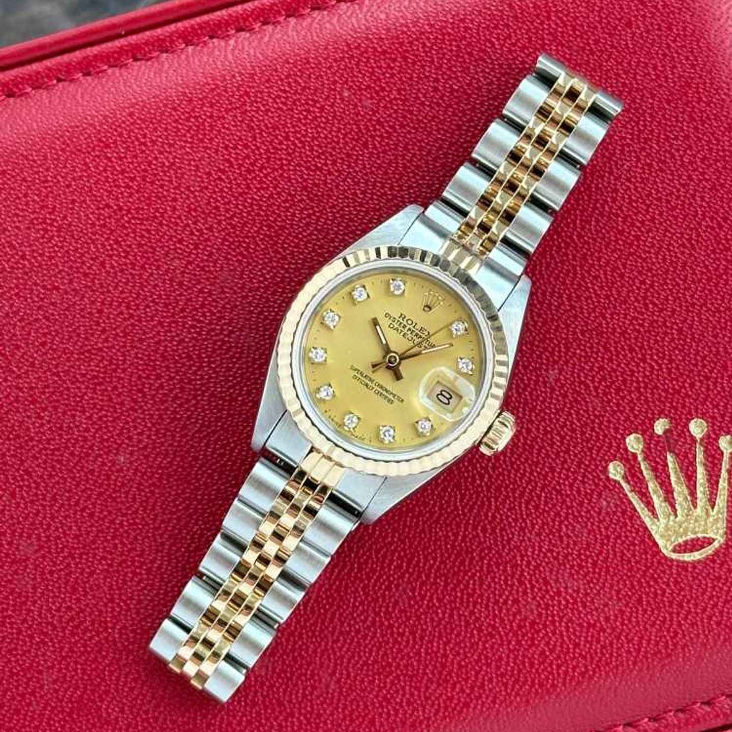 Rolex Lady-Datejust 69173G (1990) - Gold dial 26 mm Gold/Steel case (3/8)