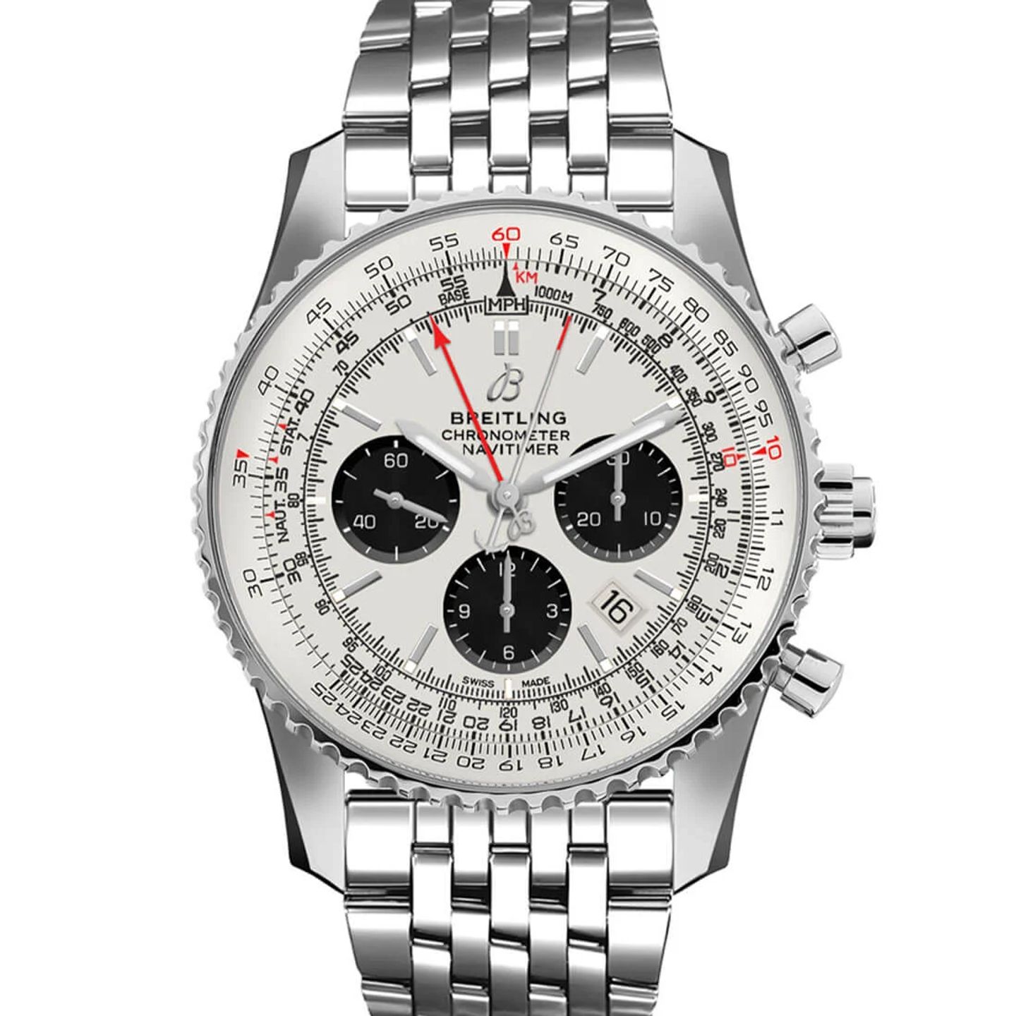 Breitling Navitimer Rattrapante AB0311211G1A1 (2023) - Silver dial 45 mm Steel case (1/2)