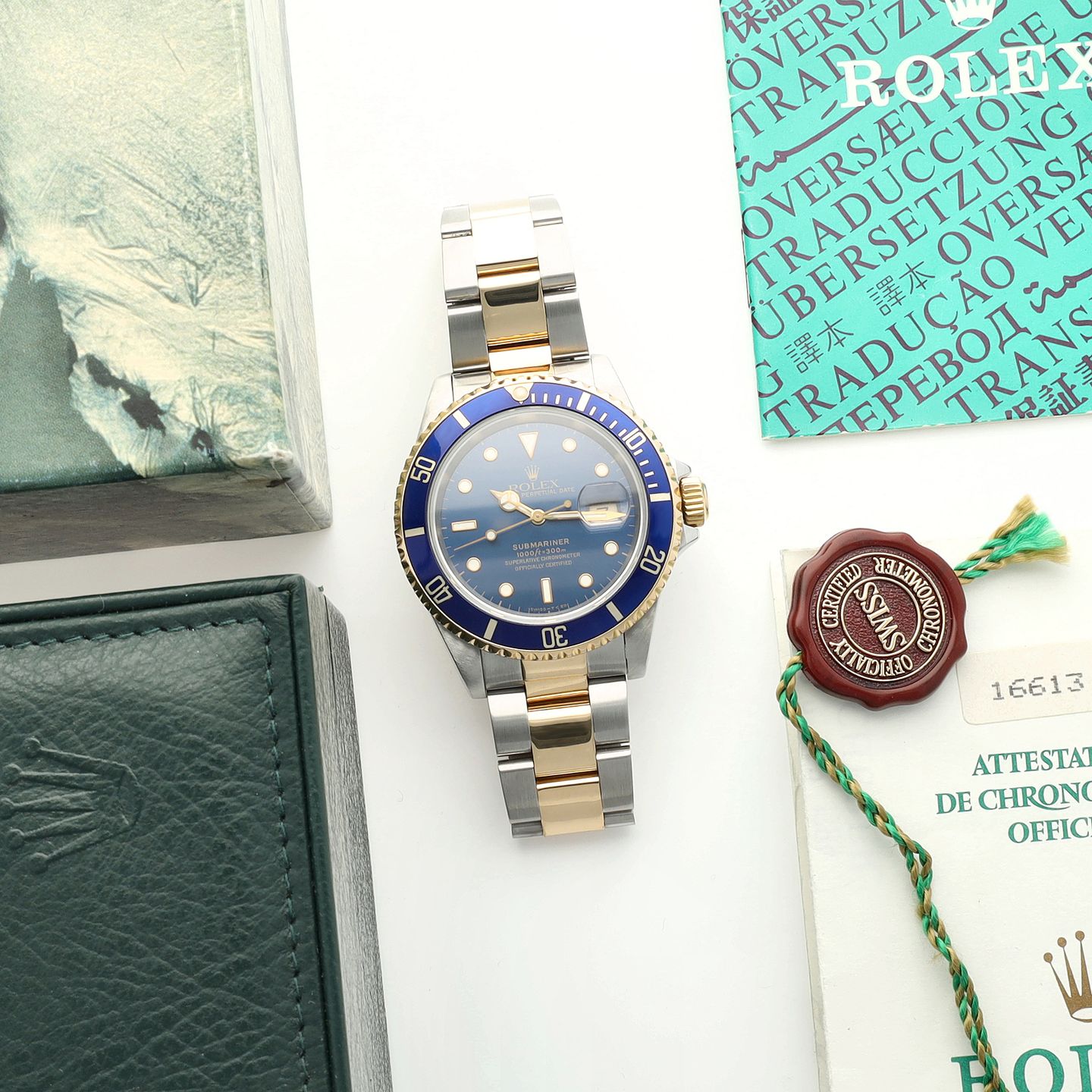 Rolex Submariner Date 16613 (1993) - Blue dial 40 mm Gold/Steel case (8/8)