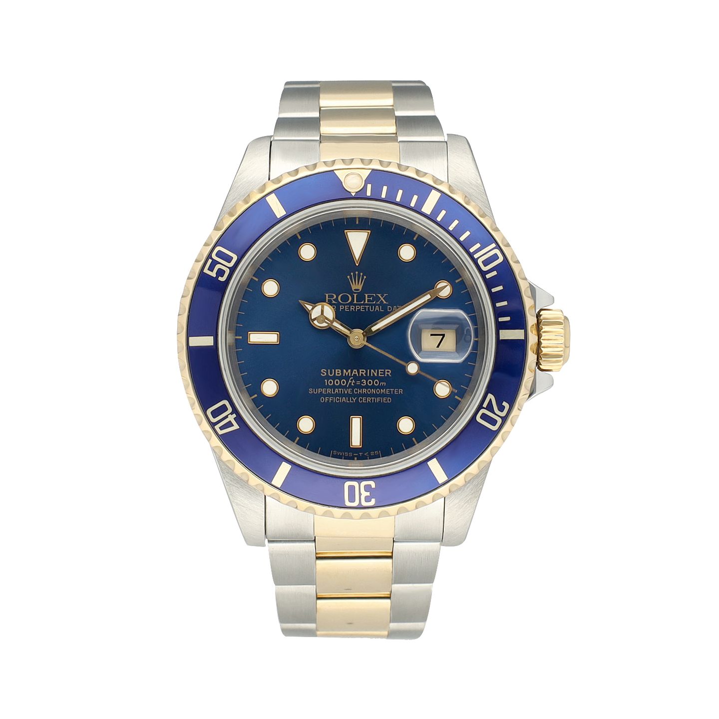Rolex Submariner Date 16613 (1993) - Blauw wijzerplaat 40mm Goud/Staal (3/8)
