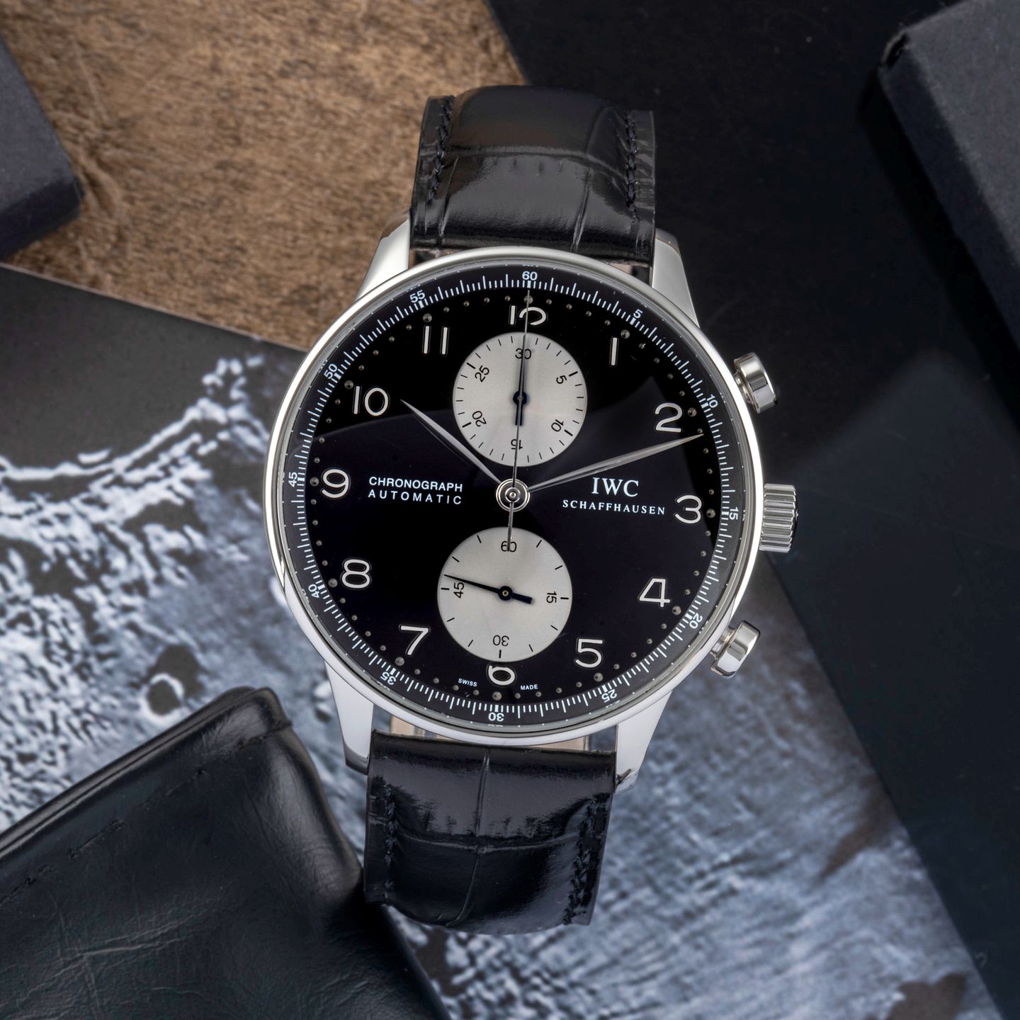 IWC Portuguese Chronograph IW371404 (Unknown (random serial)) - Black dial 41 mm Steel case (1/8)