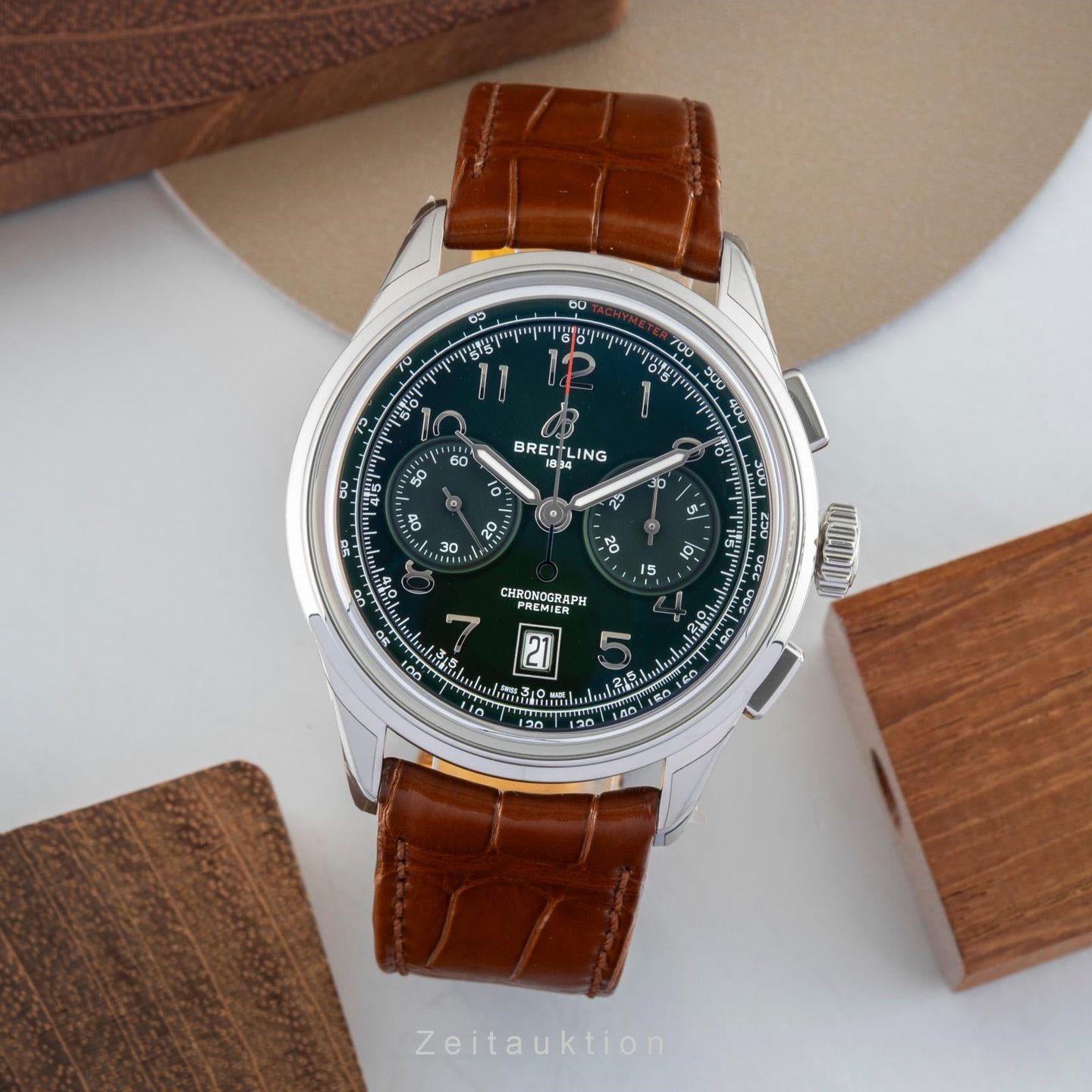 Breitling Premier AB0145371L1P1 (Onbekend (willekeurig serienummer)) - Groen wijzerplaat 42mm Staal (3/8)