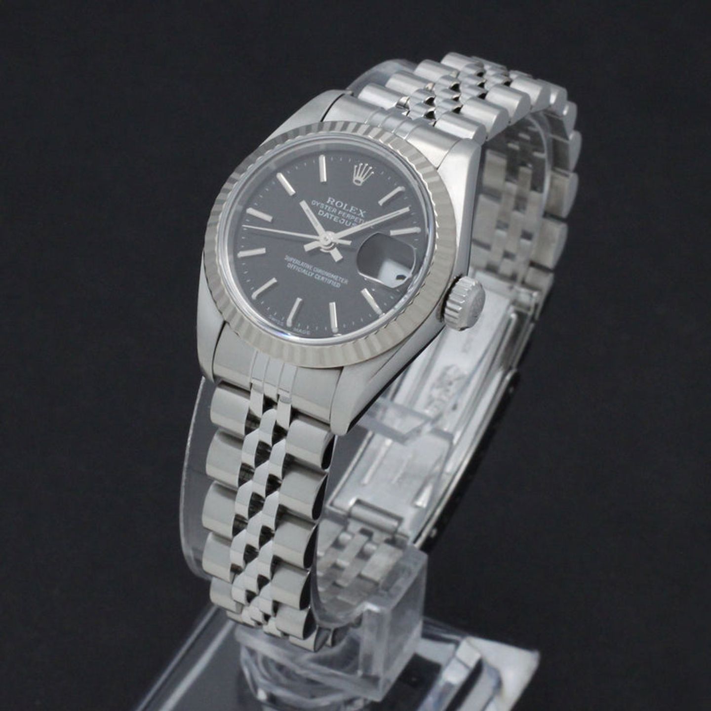 Rolex Lady-Datejust 79174 (2001) - Black dial 26 mm Steel case (3/4)