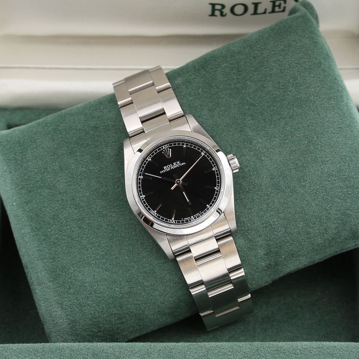 Rolex Oyster Perpetual 31 67480 (Unknown (random serial)) - Black dial 31 mm Steel case (1/8)