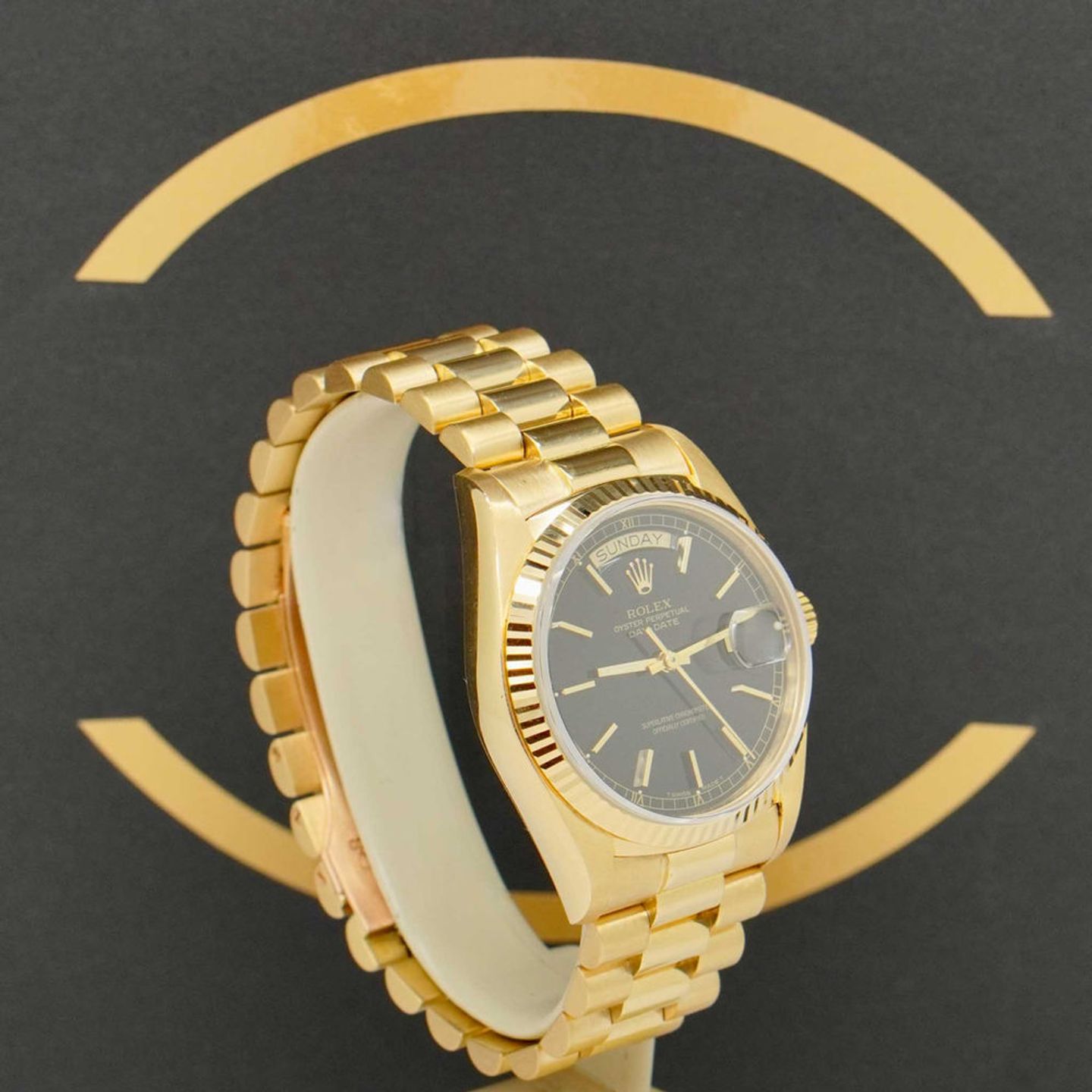 Rolex Day-Date 36 18038 (1986) - Zwart wijzerplaat 36mm Geelgoud (3/7)