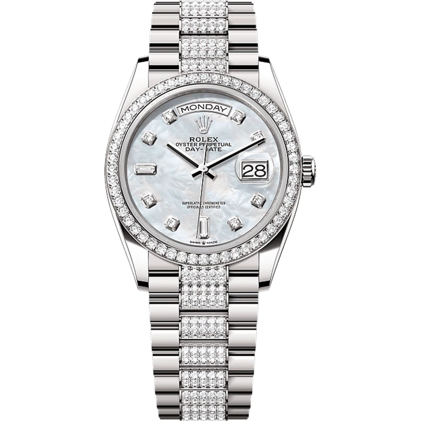 Rolex Day-Date 36 128349RBR (2025) - Parelmoer wijzerplaat 36mm Witgoud (1/1)