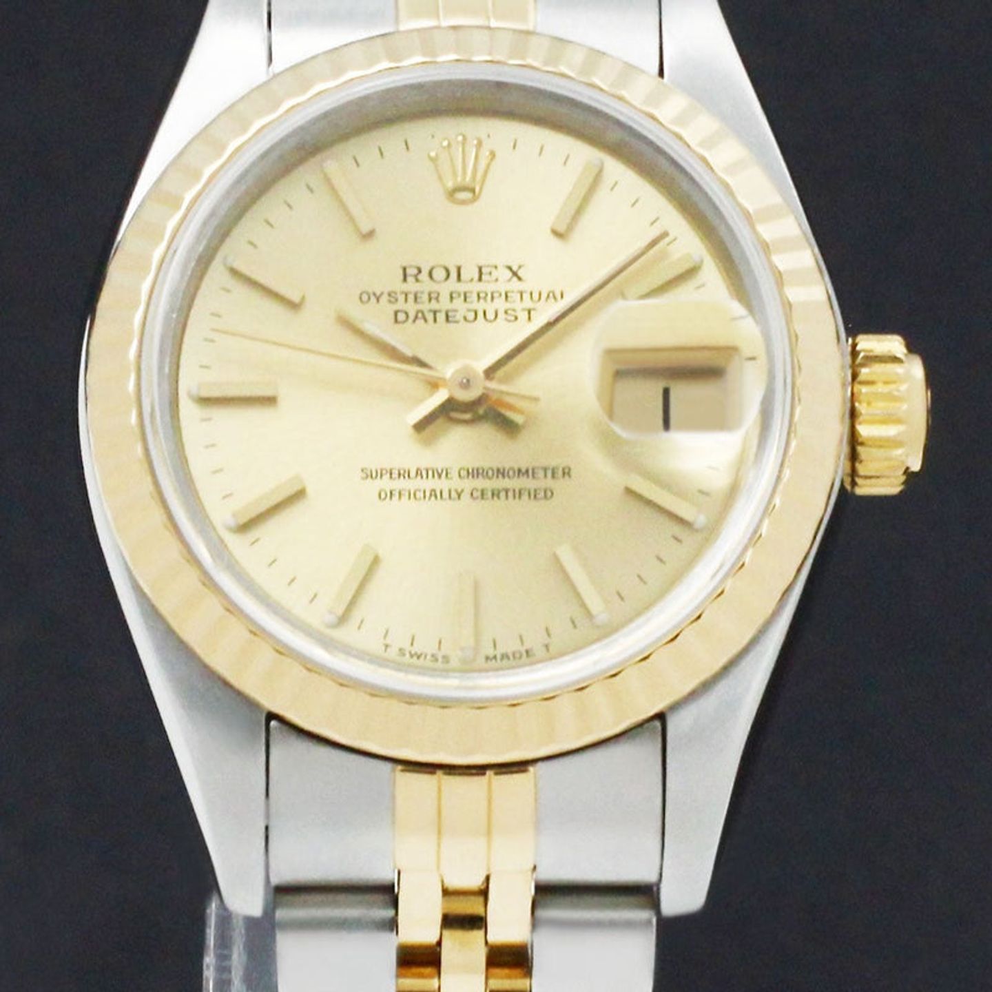 Rolex Lady-Datejust 69173 (1986) - Gold dial 26 mm Gold/Steel case (1/7)