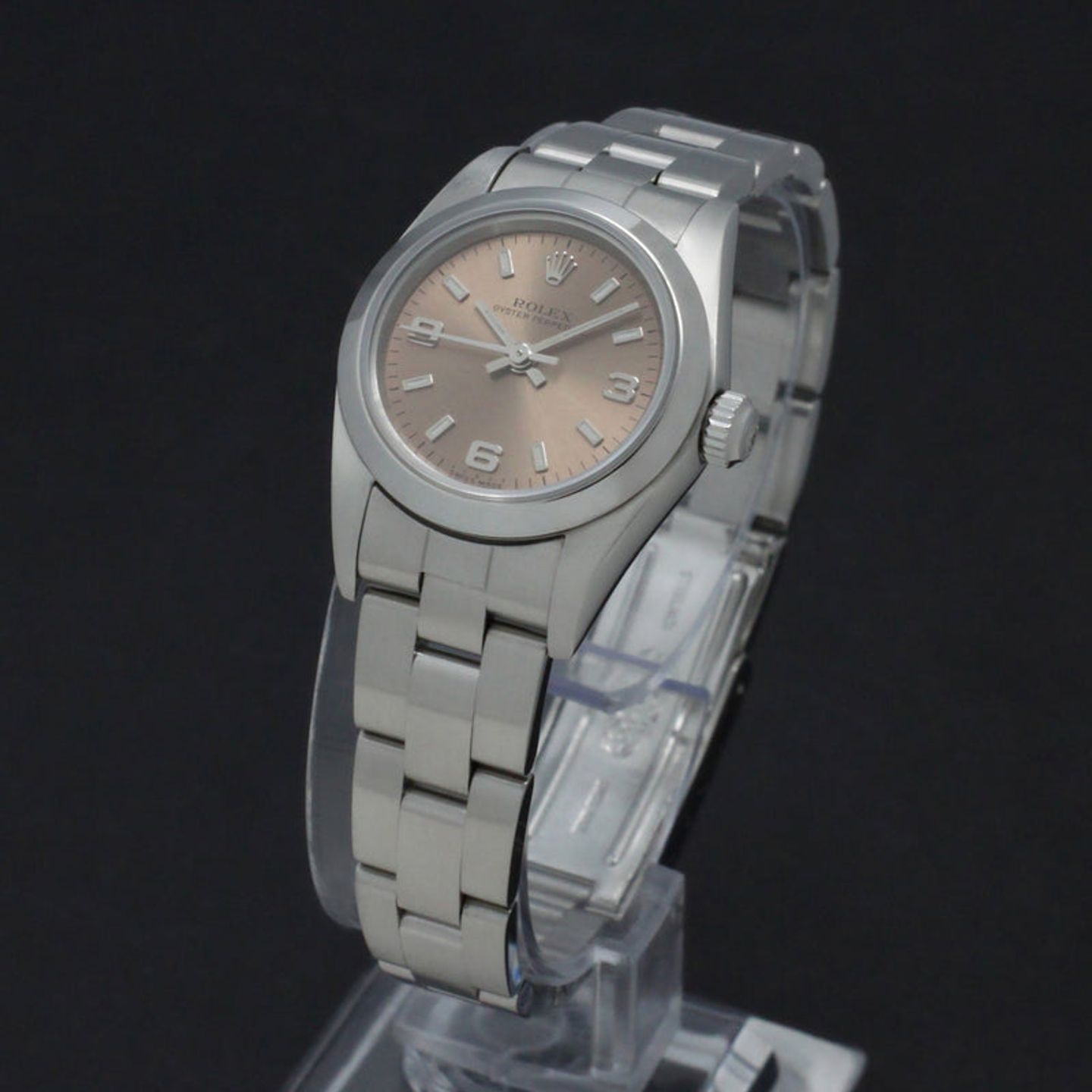 Rolex Oyster Perpetual 76080 (2003) - Roze wijzerplaat 26mm Staal (2/7)