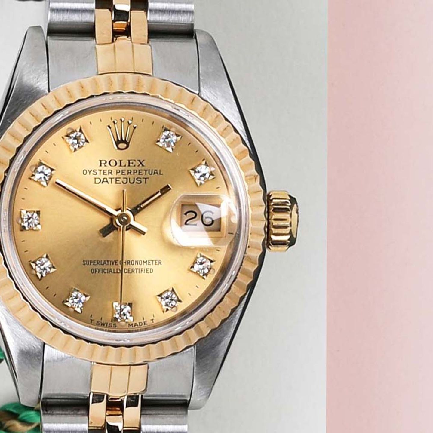 Rolex Lady-Datejust 69173 (1991) - Champagne dial 26 mm Gold/Steel case (4/7)