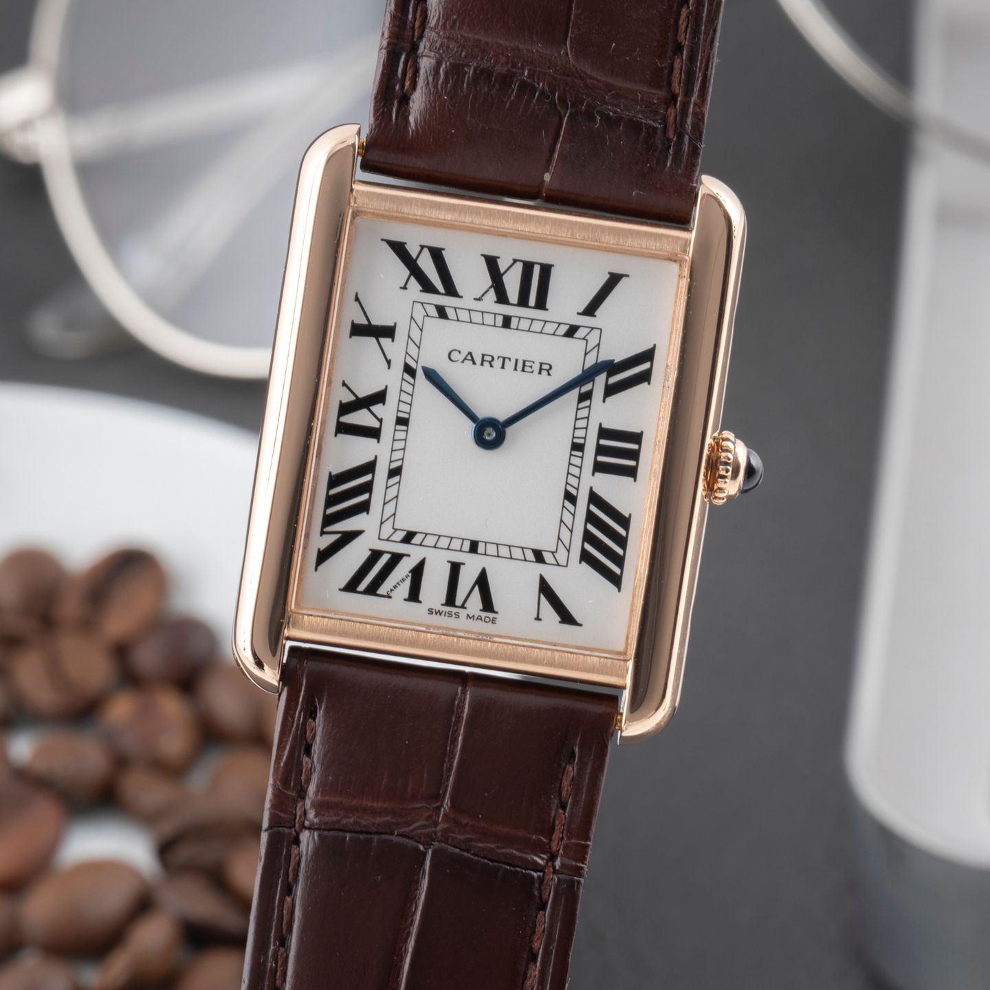 Cartier Tank Solo W5200025 (Onbekend (willekeurig serienummer)) - Zilver wijzerplaat 35mm Roségoud (3/8)