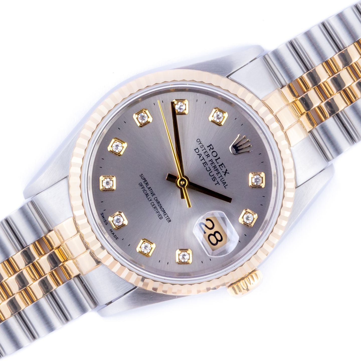 Rolex Datejust 36 16233 (1995) - Grijs wijzerplaat 36mm Goud/Staal (1/8)