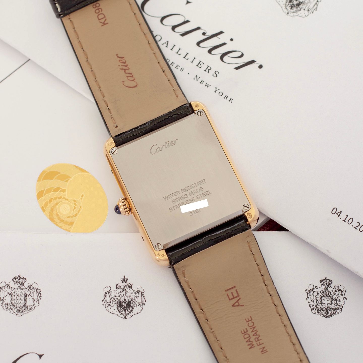 Cartier Tank Solo W5200004 (2018) - Silver dial 35 mm Yellow Gold case (7/8)
