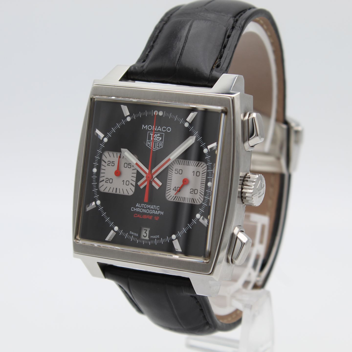 TAG Heuer Monaco Calibre 12 CAW2114.FC6177 (2012) - Zwart wijzerplaat 39mm Staal (2/8)