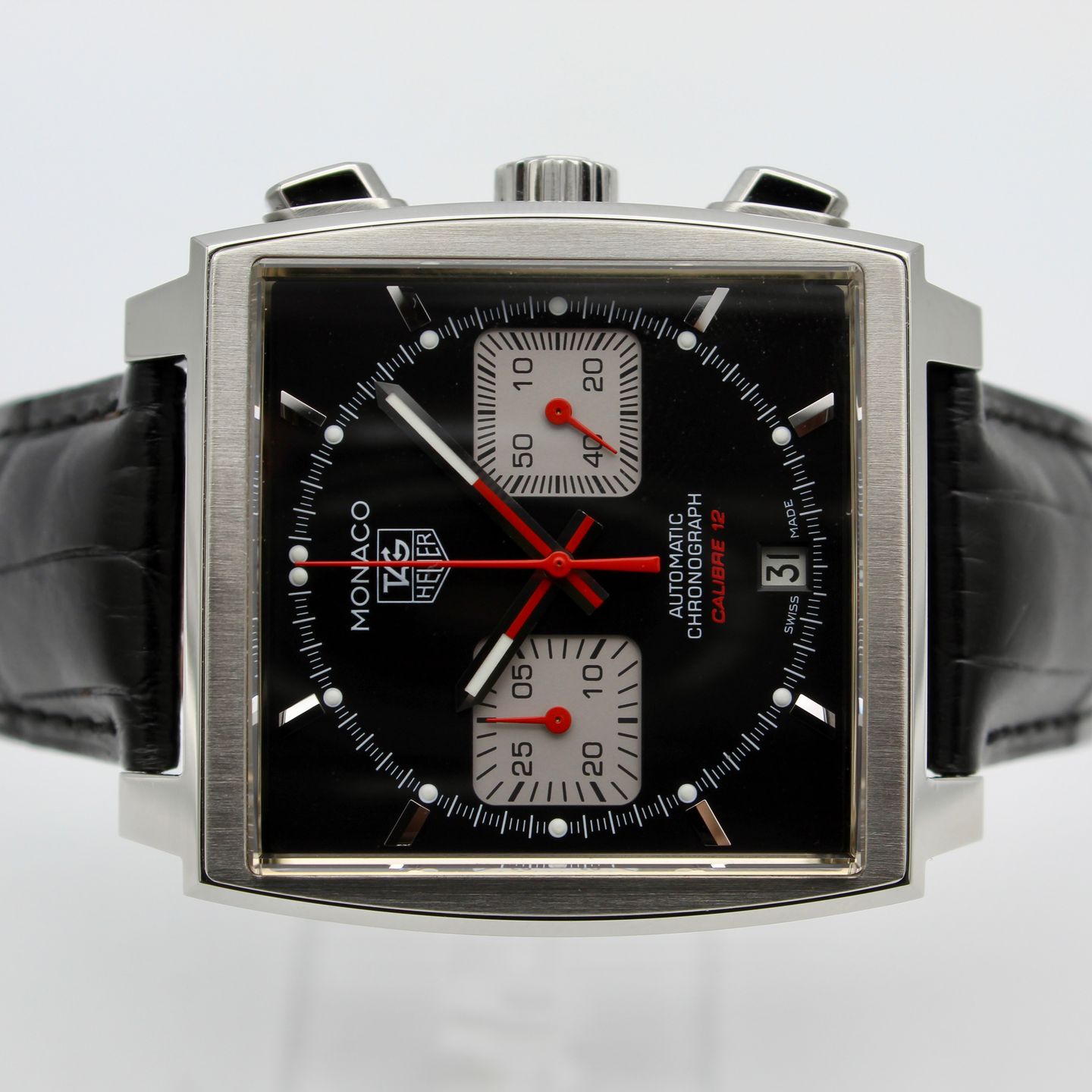 TAG Heuer Monaco Calibre 12 CAW2114.FC6177 (2012) - Zwart wijzerplaat 39mm Staal (4/8)