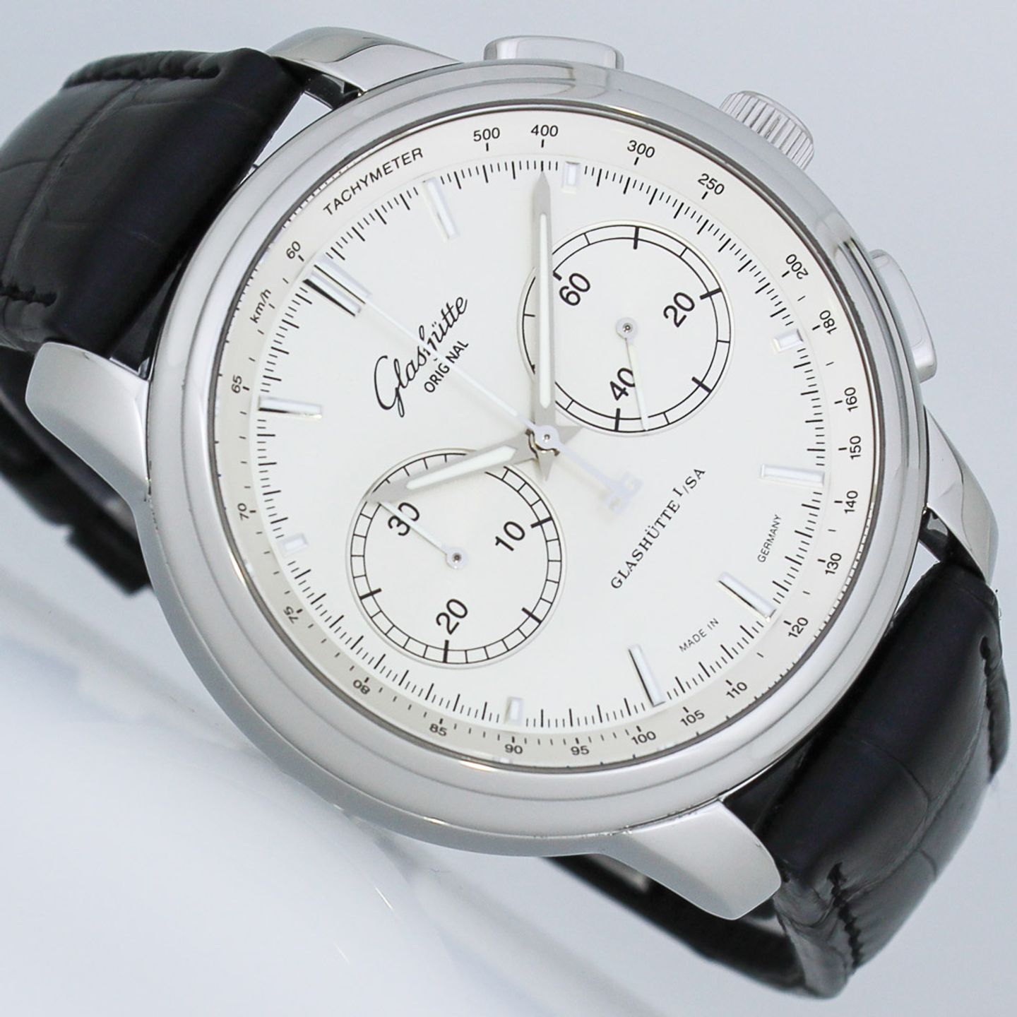 Glashütte Original Senator Chronograph XL 39-34-21-42-04 (2014) - Silver dial 44 mm Steel case (1/8)