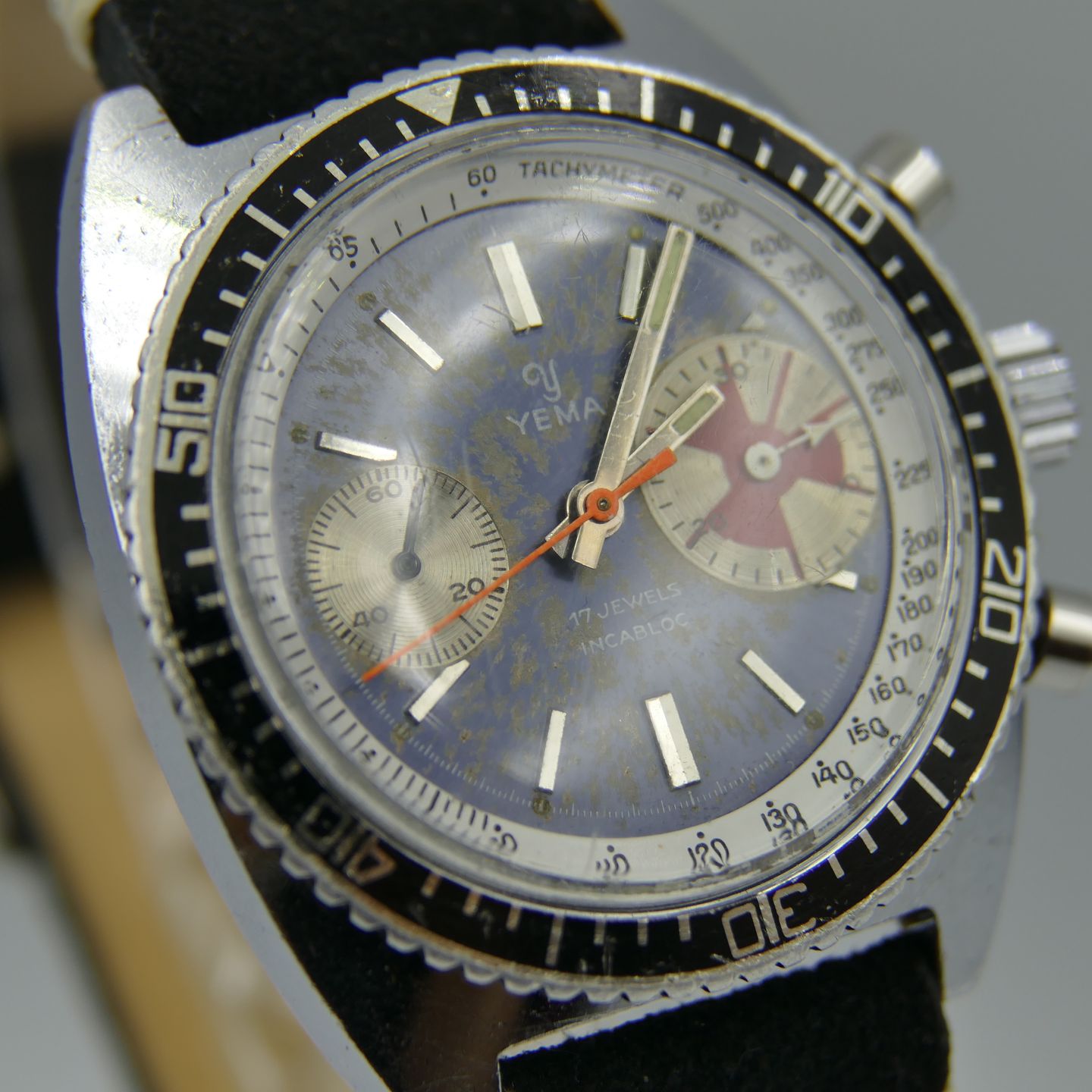 Yema Vintage 70's vintage watch mens Yema chronograph valjoux 7733 BIG EYE RARE (1970) - Onbekend wijzerplaat 38mm Staal (4/8)