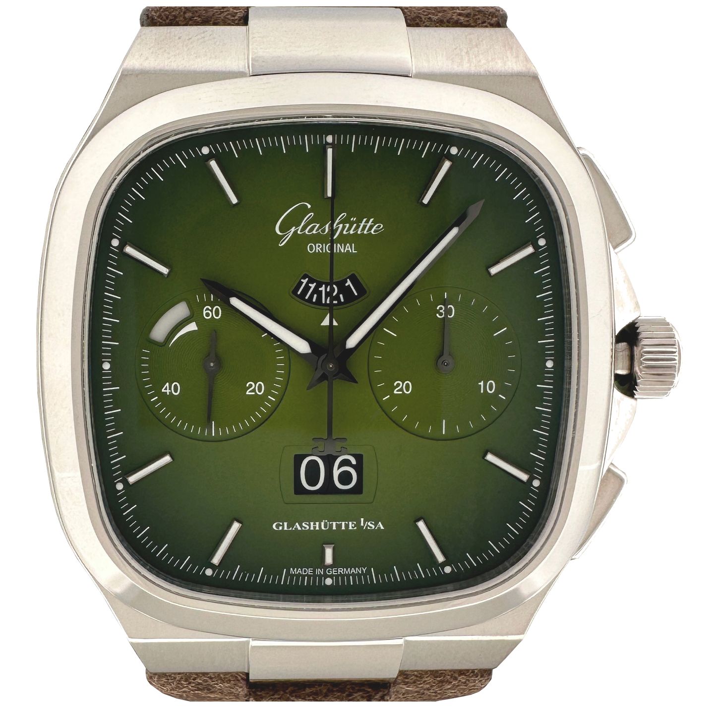 Glashütte Original Seventies Chronograph Panorama Date 1-37-02-09-02-62 (2023) - Groen wijzerplaat 40mm Staal (1/5)