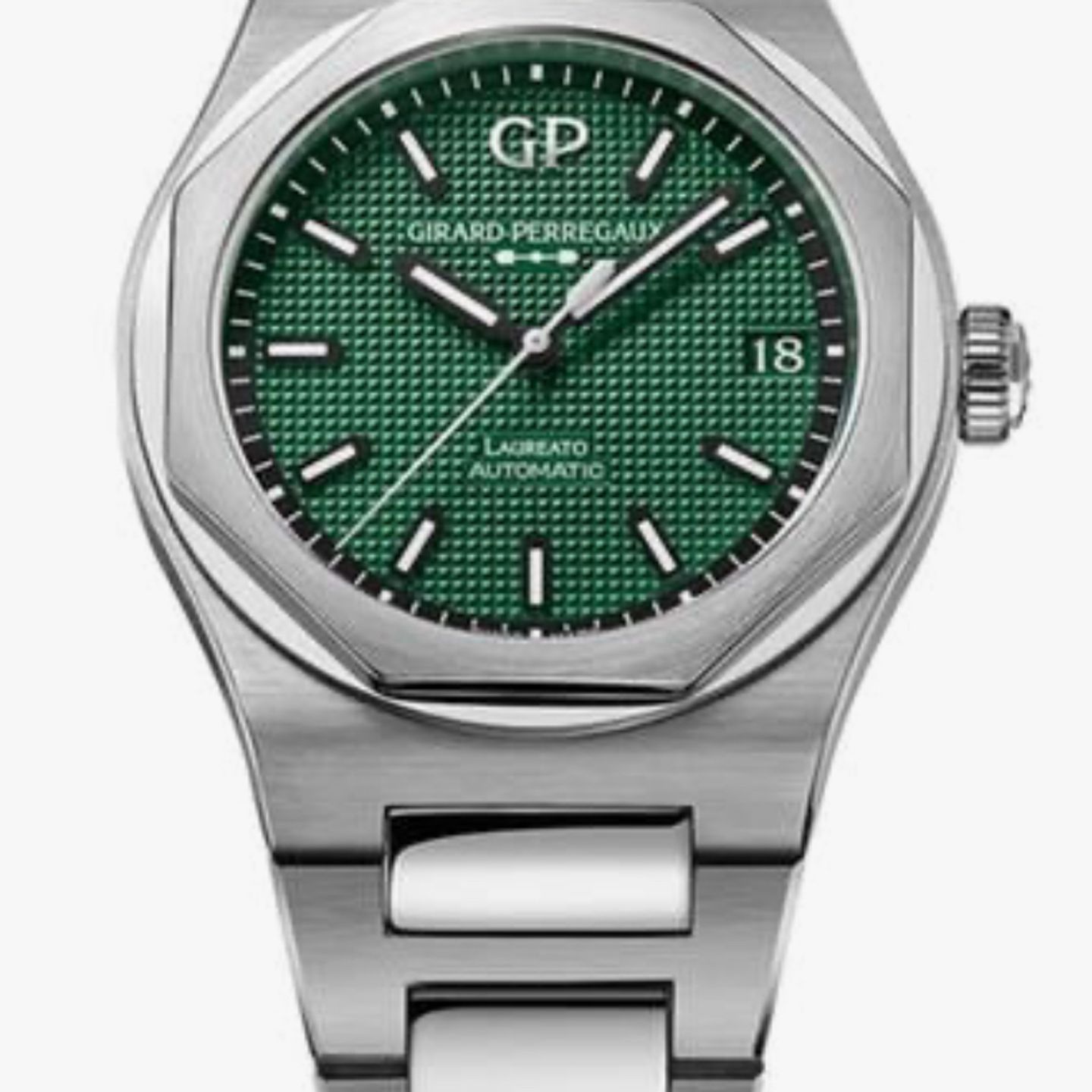 Girard-Perregaux Laureato 81010-11-3153-1CM (2024) - Groen wijzerplaat 42mm Staal (1/1)