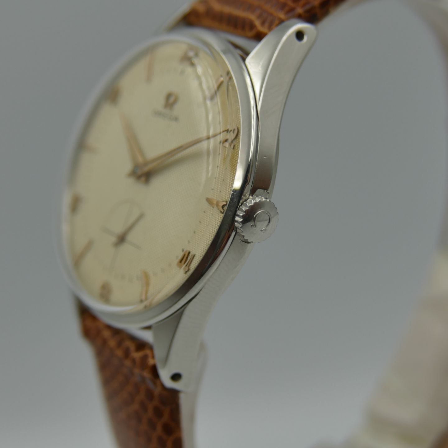 Omega Vintage honeycomb ref. 2800 -1 manual wind cal. 266 vintage 50s (1950) - Zwart wijzerplaat 35mm Staal (4/8)