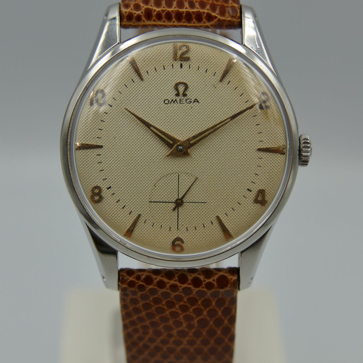 Omega Vintage honeycomb ref. 2800 -1 manual wind cal. 266 vintage 50s (1950) - Zwart wijzerplaat 35mm Staal (2/8)