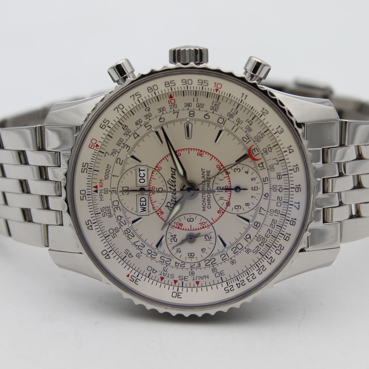Breitling Montbrillant Datora A21330 (2011) - Silver dial 43 mm Steel case (5/8)