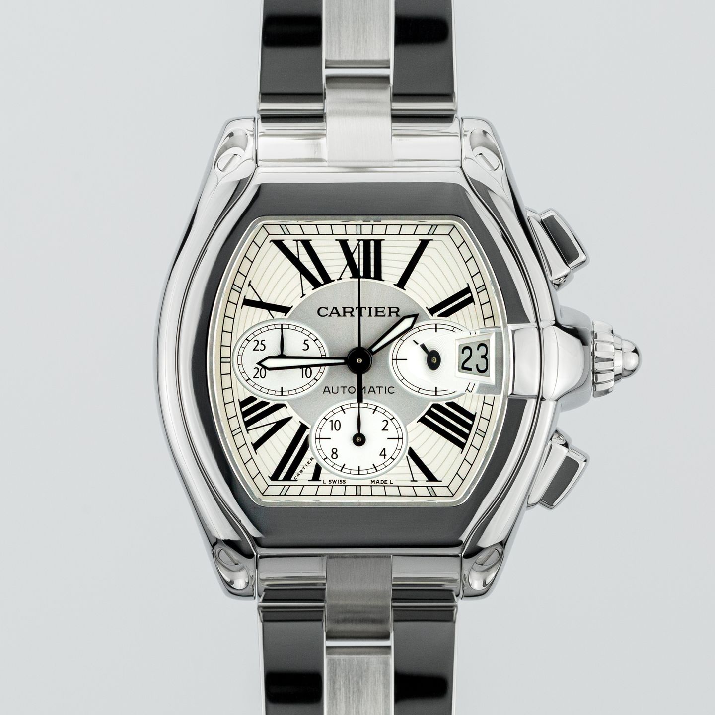 Cartier Roadster W62019X6 (Onbekend (willekeurig serienummer)) - Zilver wijzerplaat 42mm Staal (1/8)