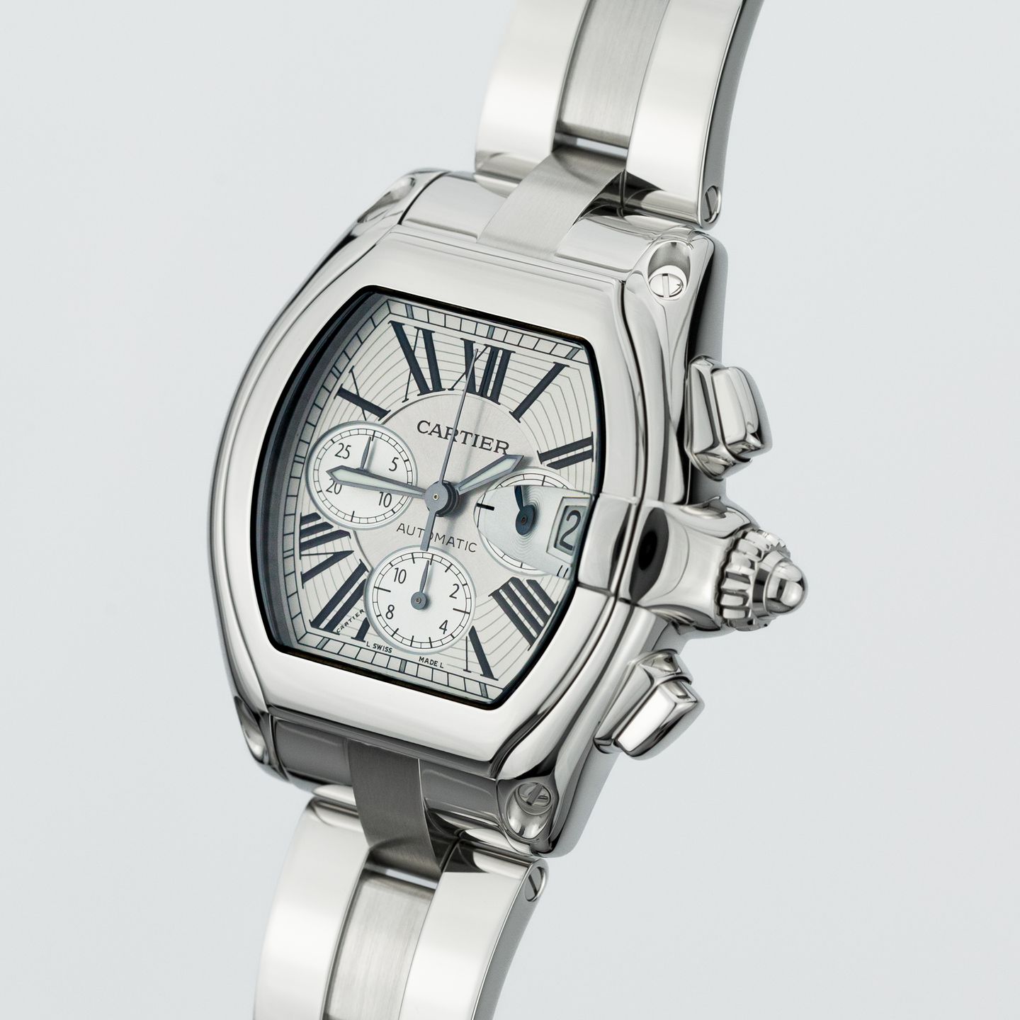 Cartier Roadster W62019X6 (Onbekend (willekeurig serienummer)) - Zilver wijzerplaat 42mm Staal (3/8)