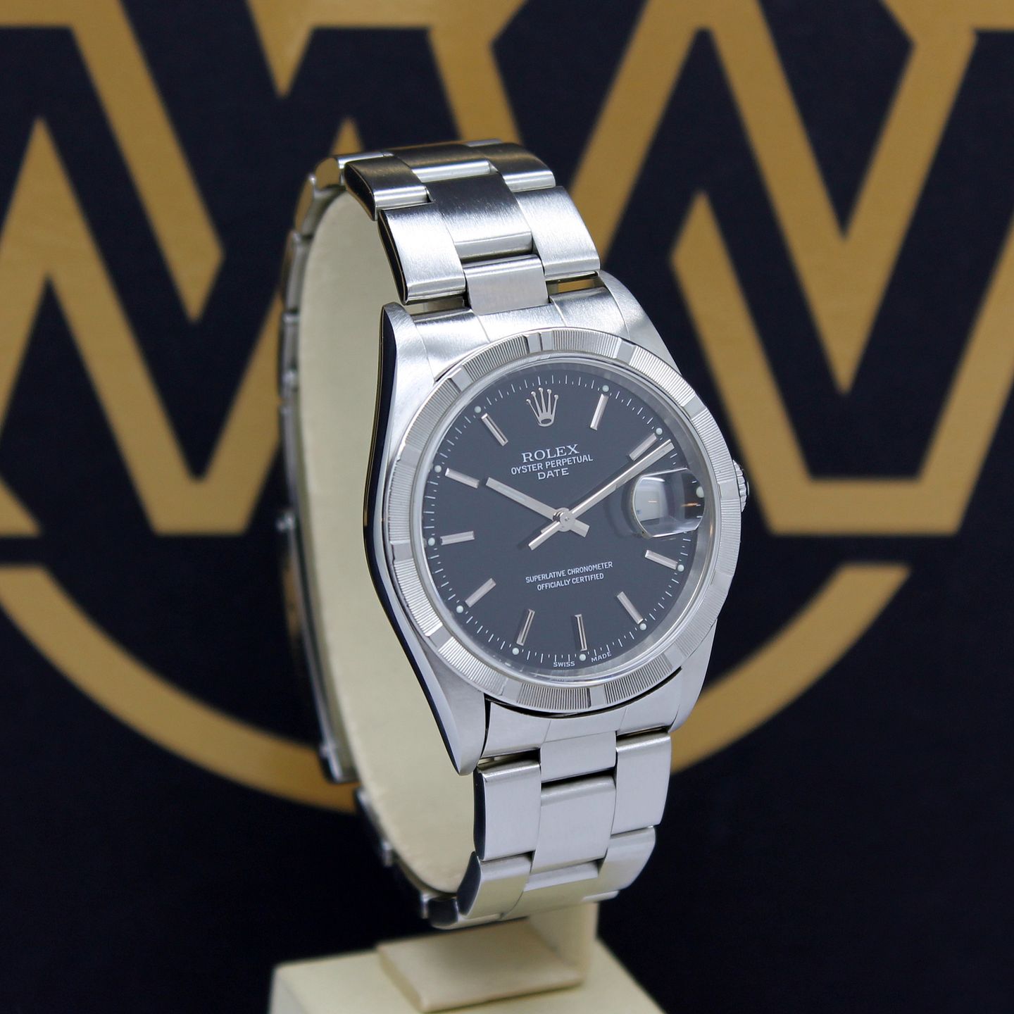 Rolex Oyster Perpetual Date 15210 (2001) - Black dial 34 mm Steel case (2/7)