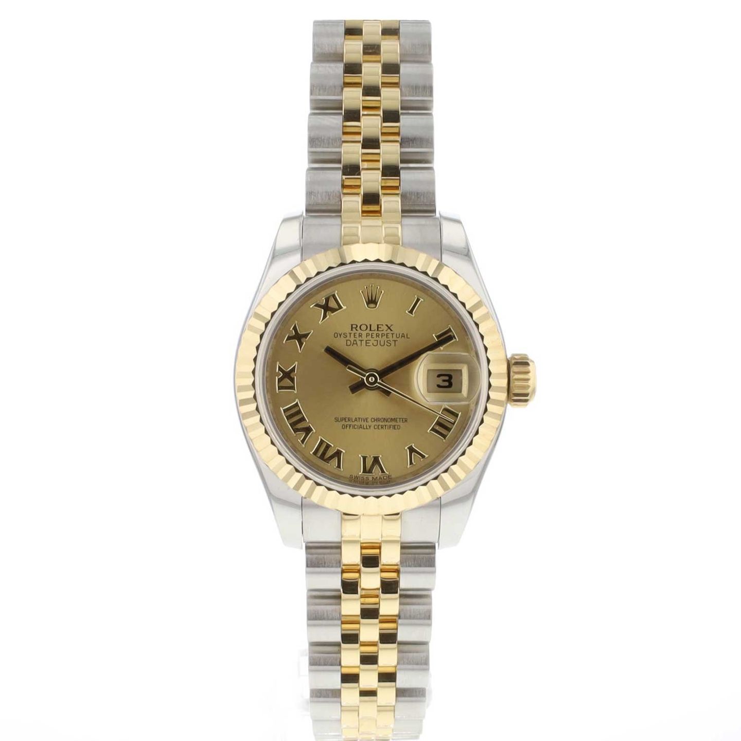 Rolex Lady-Datejust 179173 (2013) - Champagne dial 26 mm Gold/Steel case (1/6)