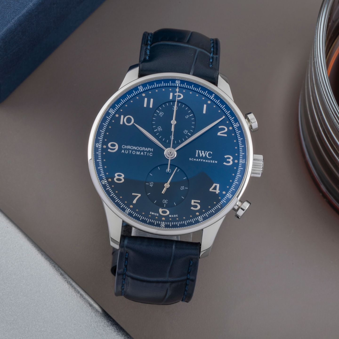 IWC Portuguese Chronograph IW371606 (Unknown (random serial)) - Blue dial 41 mm Steel case (1/8)