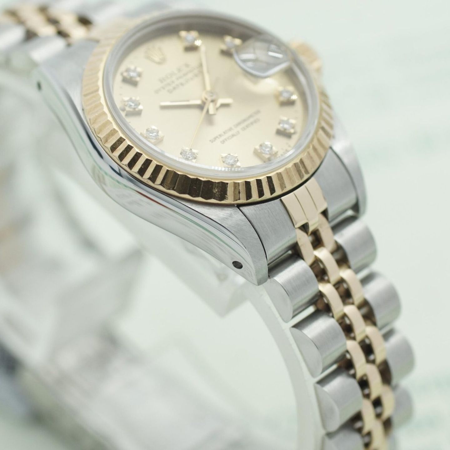 Rolex Lady-Datejust 69173 (1991) - Champagne wijzerplaat 26mm Goud/Staal (7/8)