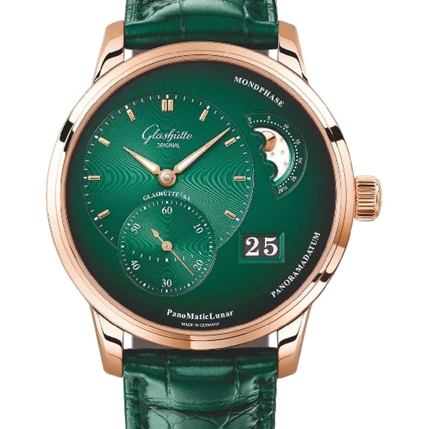 Glashütte Original PanoMaticLunar 1-90-02-23-35-01 (2024) - Green dial 40 mm Red Gold case (1/1)