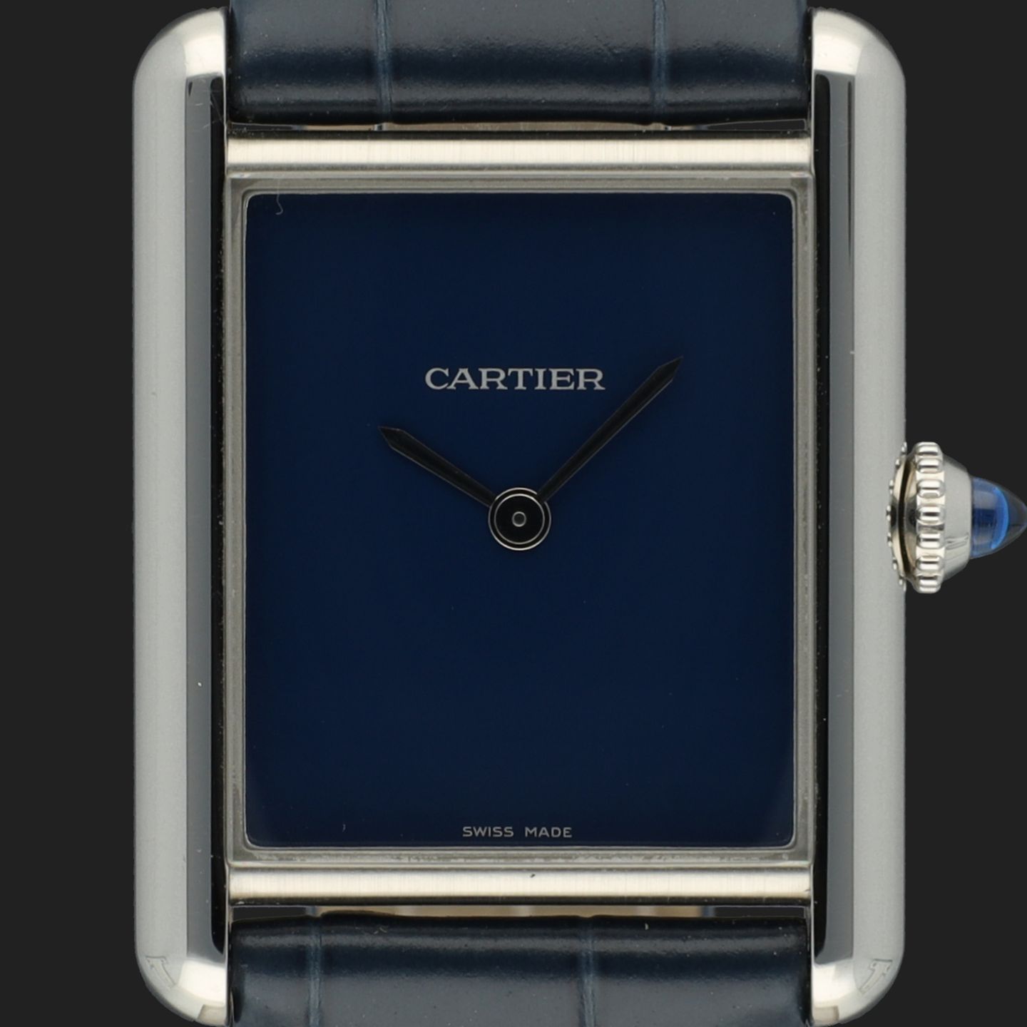 Cartier Tank WSTA0055 (2021) - Blue dial 26 mm Steel case (2/8)