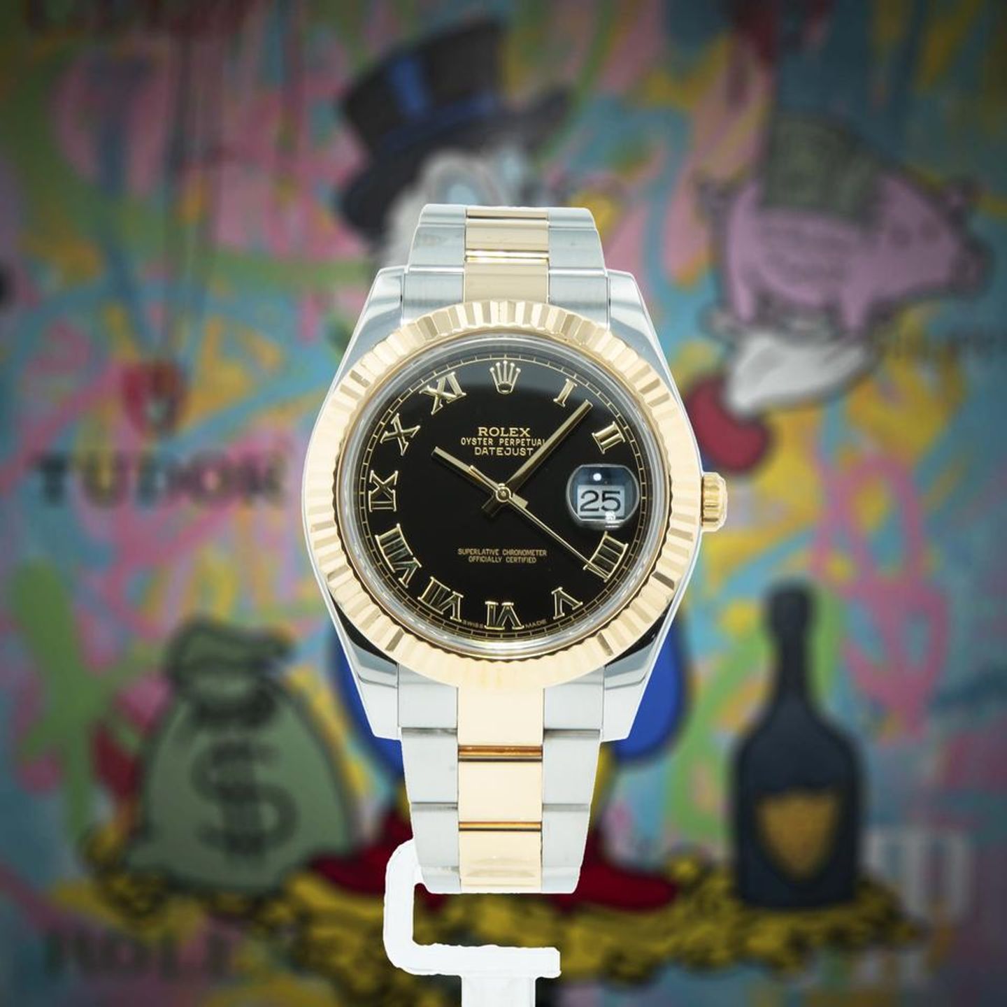 Rolex Datejust II 116333 (Unknown (random serial)) - Black dial 41 mm Gold/Steel case (1/8)