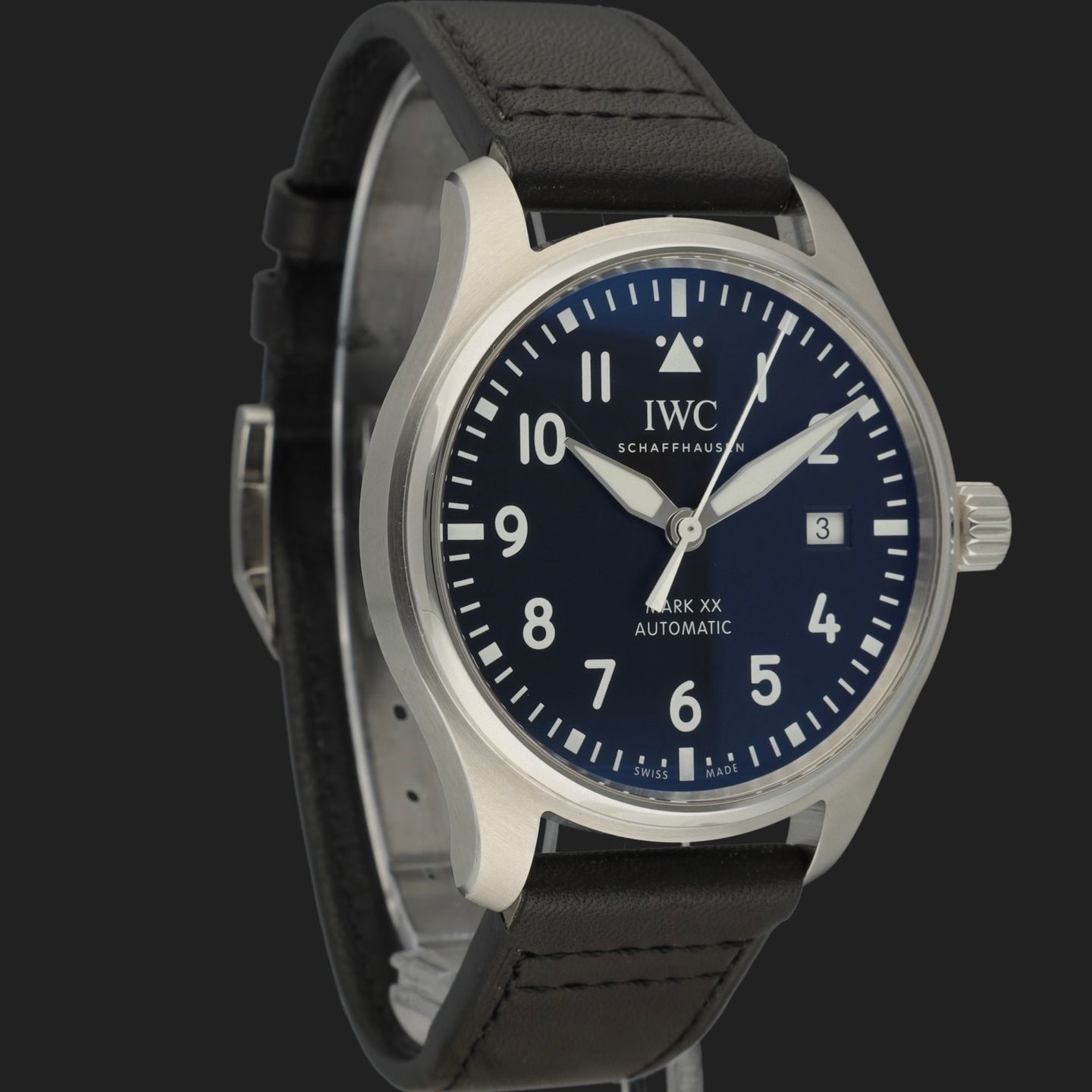 IWC Pilot Mark IW328201 (2022) - Zwart wijzerplaat 40mm Staal (4/8)