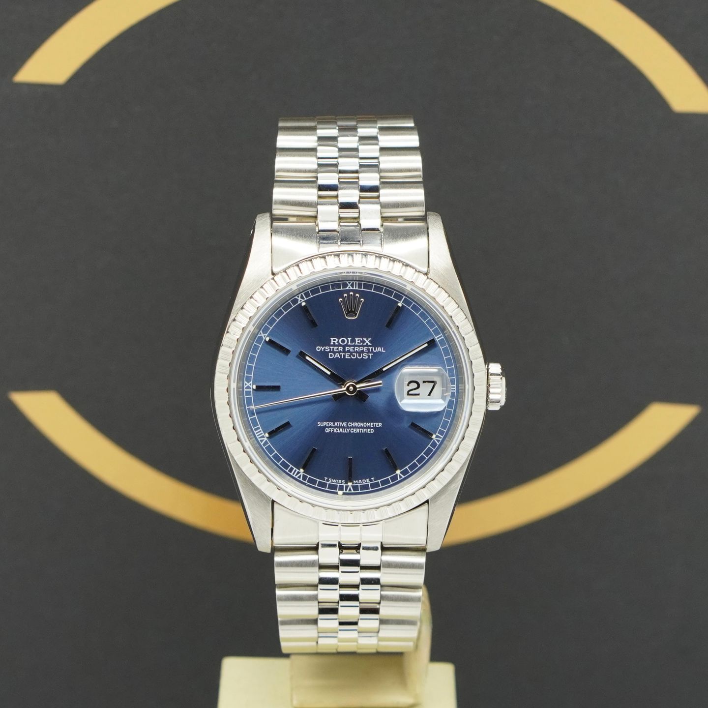 Rolex Datejust 36 16220 (1991) - Blauw wijzerplaat 36mm Staal (1/7)