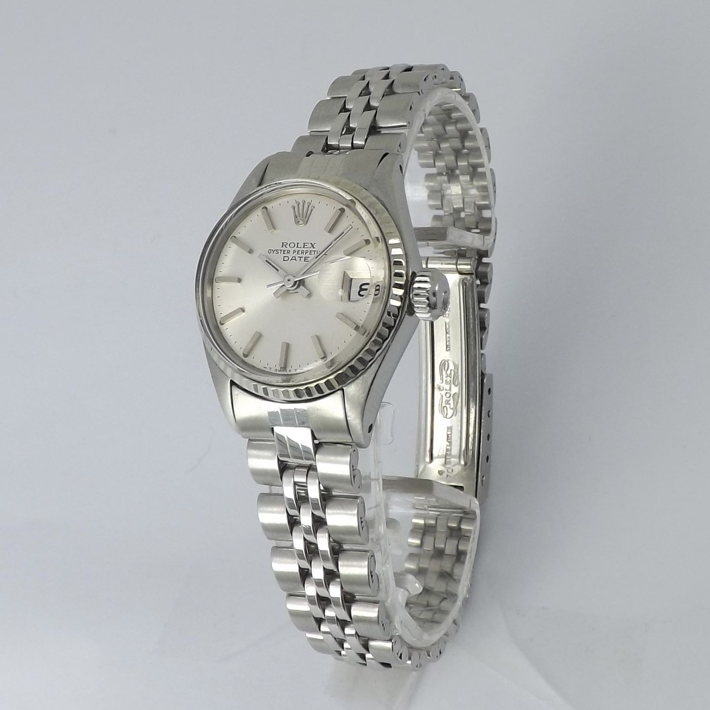Rolex Oyster Perpetual Lady Date 6516 (1974) - Silver dial 26 mm Steel case (1/8)
