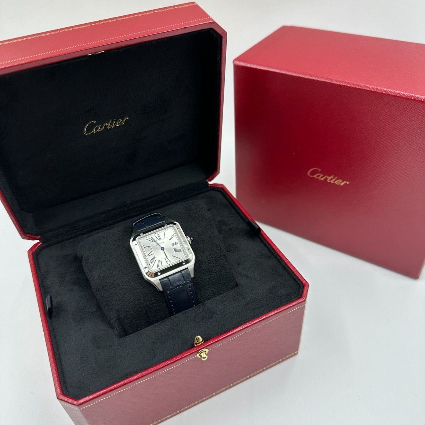 Cartier Santos Dumont WSSA0022 (2023) - Zilver wijzerplaat 43mm Staal (3/8)