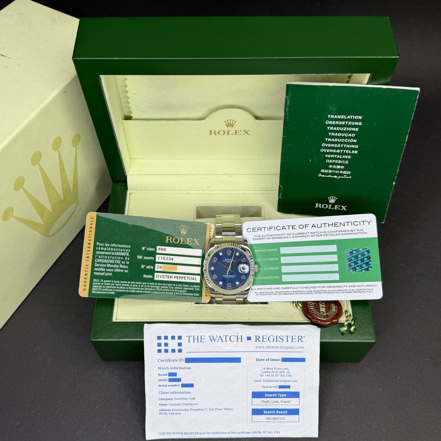Rolex Oyster Perpetual Date 115234 (2007) - Blue dial 34 mm Steel case (2/7)