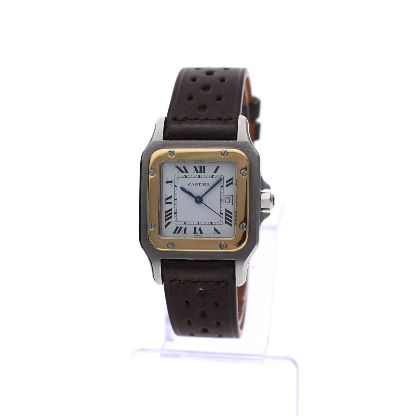 Cartier Santos 2961 (1990) - Wit wijzerplaat 29mm Goud/Staal (2/8)