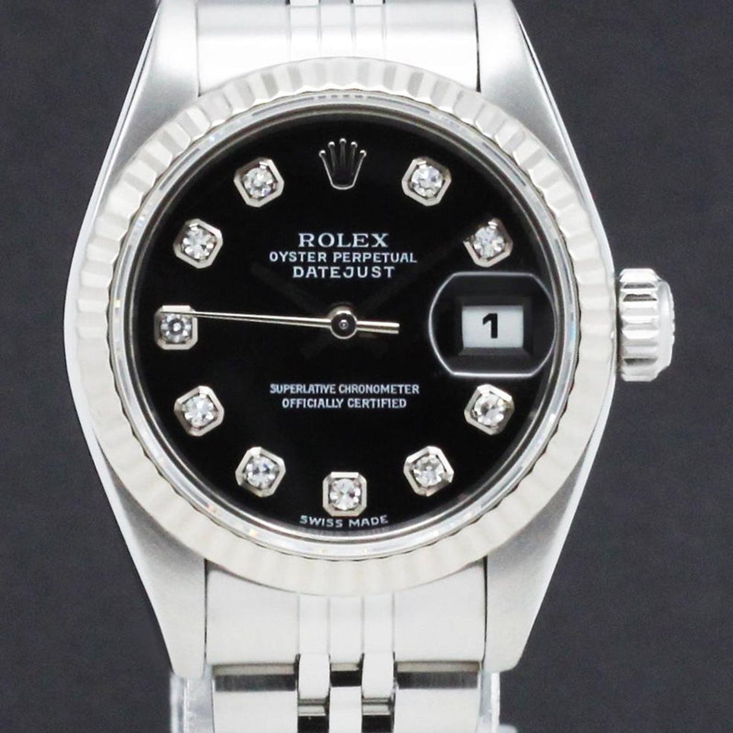 Rolex Lady-Datejust 79174 (2003) - Zwart wijzerplaat 26mm Staal (1/7)