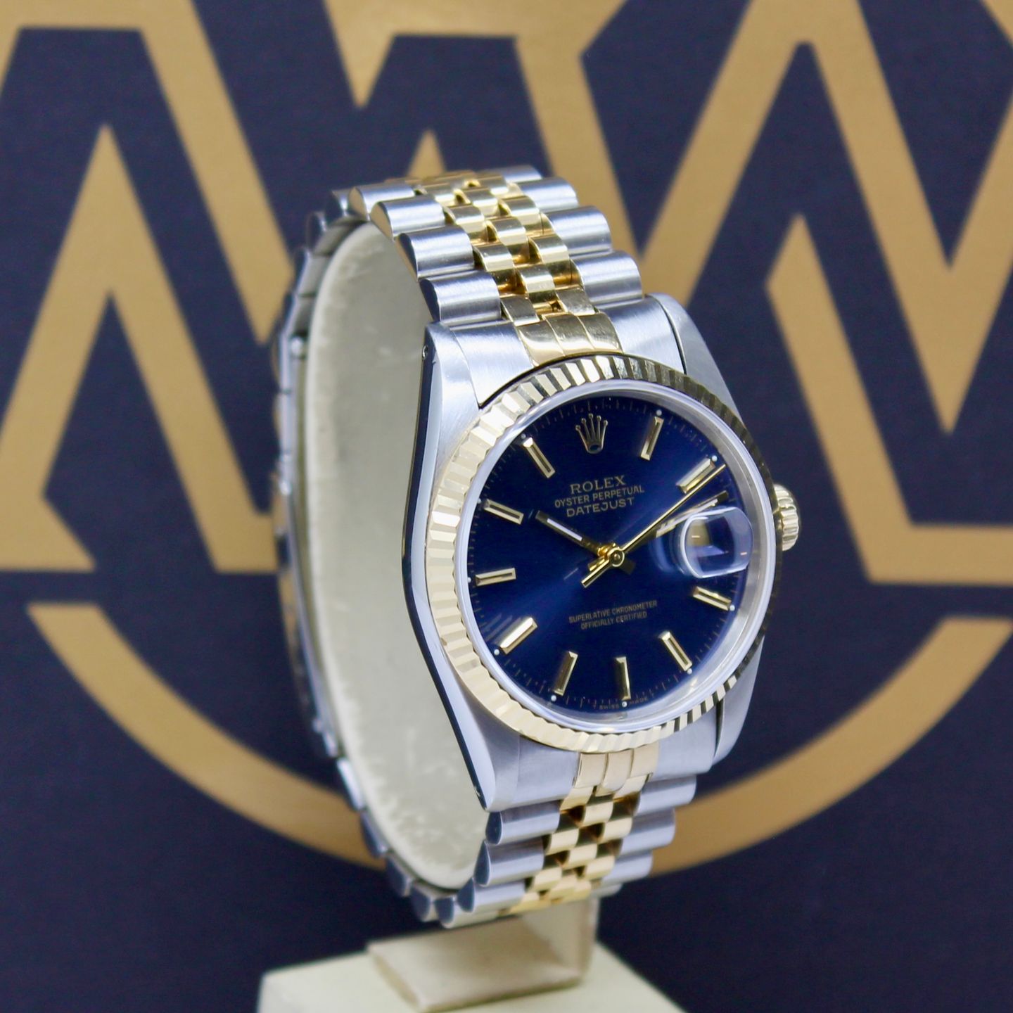 Rolex Datejust 36 16233 (1989) - Blue dial 36 mm Gold/Steel case (3/7)