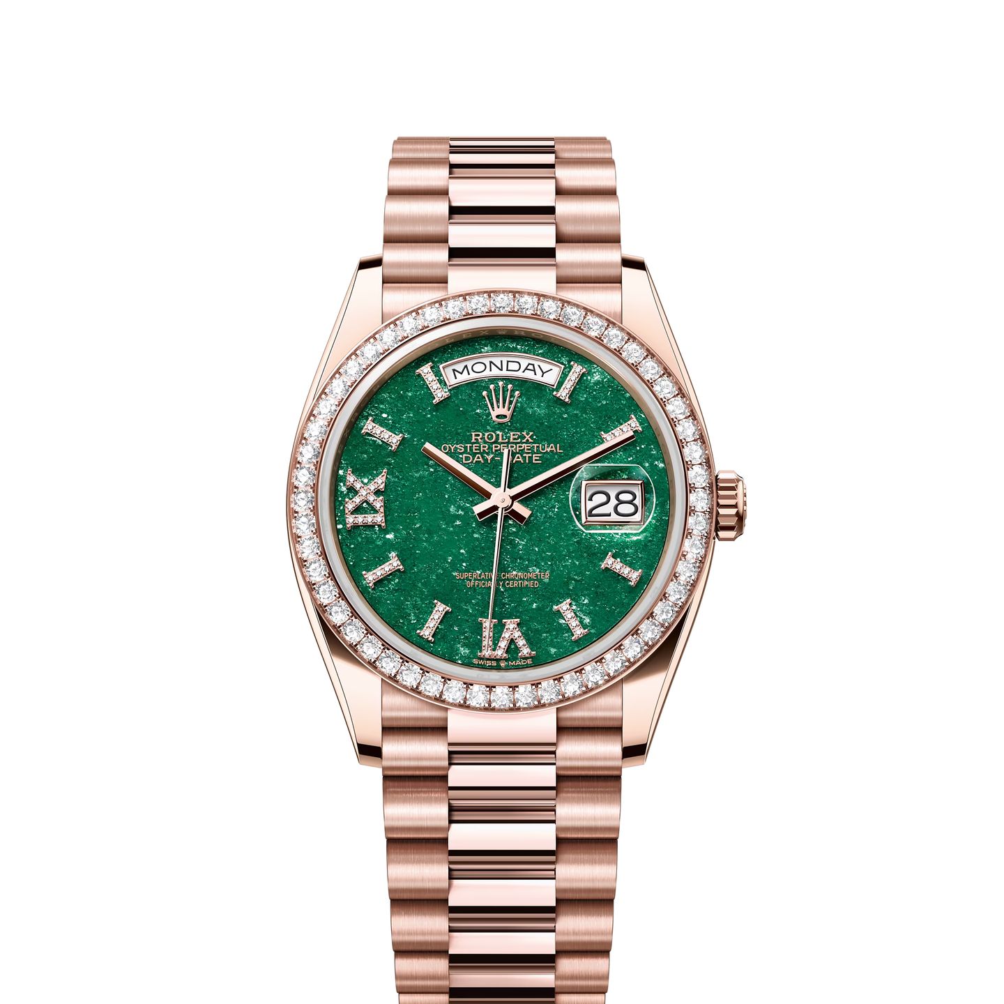 Rolex Day-Date 36 128345RBR (2024) - Groen wijzerplaat 36mm Roségoud (1/1)