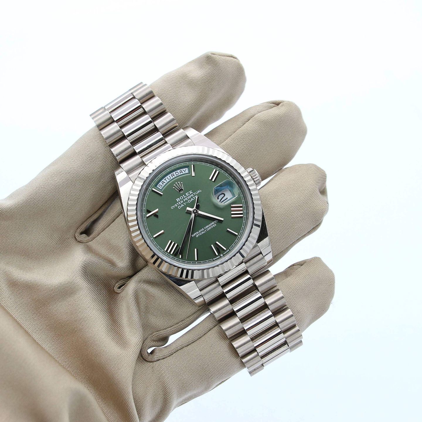 Rolex Day-Date 40 228239 (Unknown (random serial)) - Green dial 40 mm White Gold case (4/8)