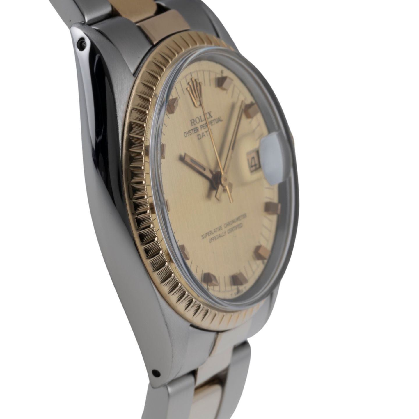 Rolex Oyster Perpetual Date 1505 (1971) - Champagne wijzerplaat 34mm Staal (7/8)