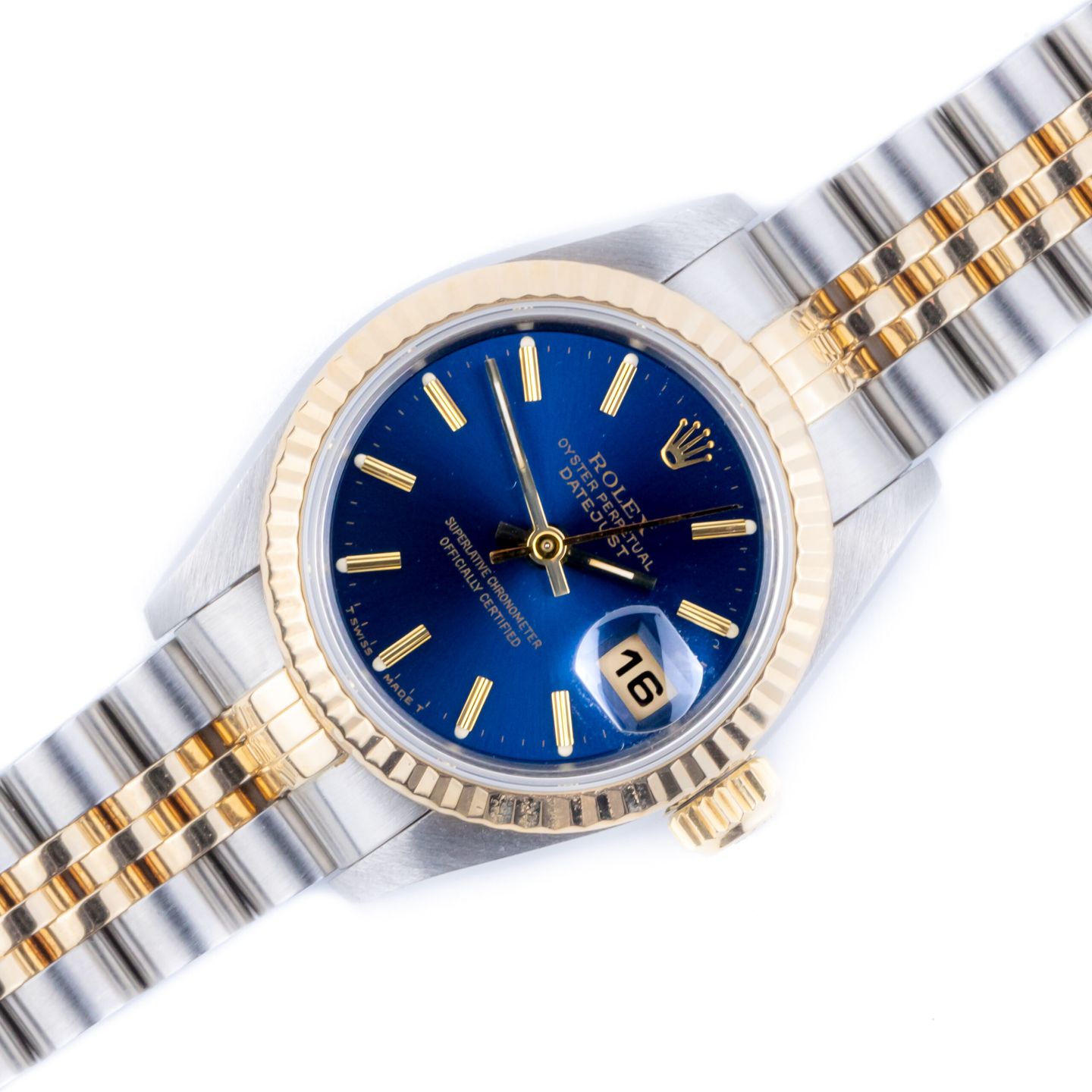 Rolex Lady-Datejust 69173 (1990) - Blue dial 26 mm Gold/Steel case (1/8)